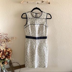 Banana Republic Woven Lace Dress W/ Navy Trim
